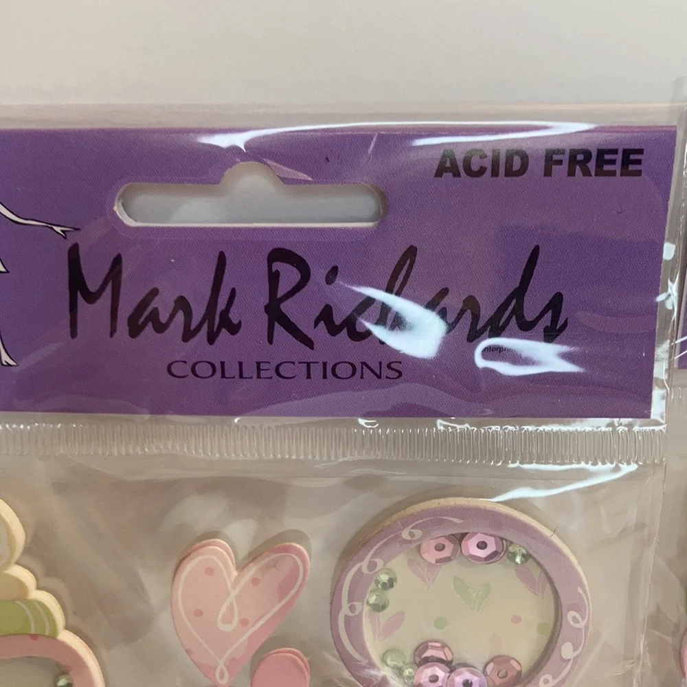 Mark Richards Scrapbook Stickers Card Making Baby Girl Rattle Bottle Crafts